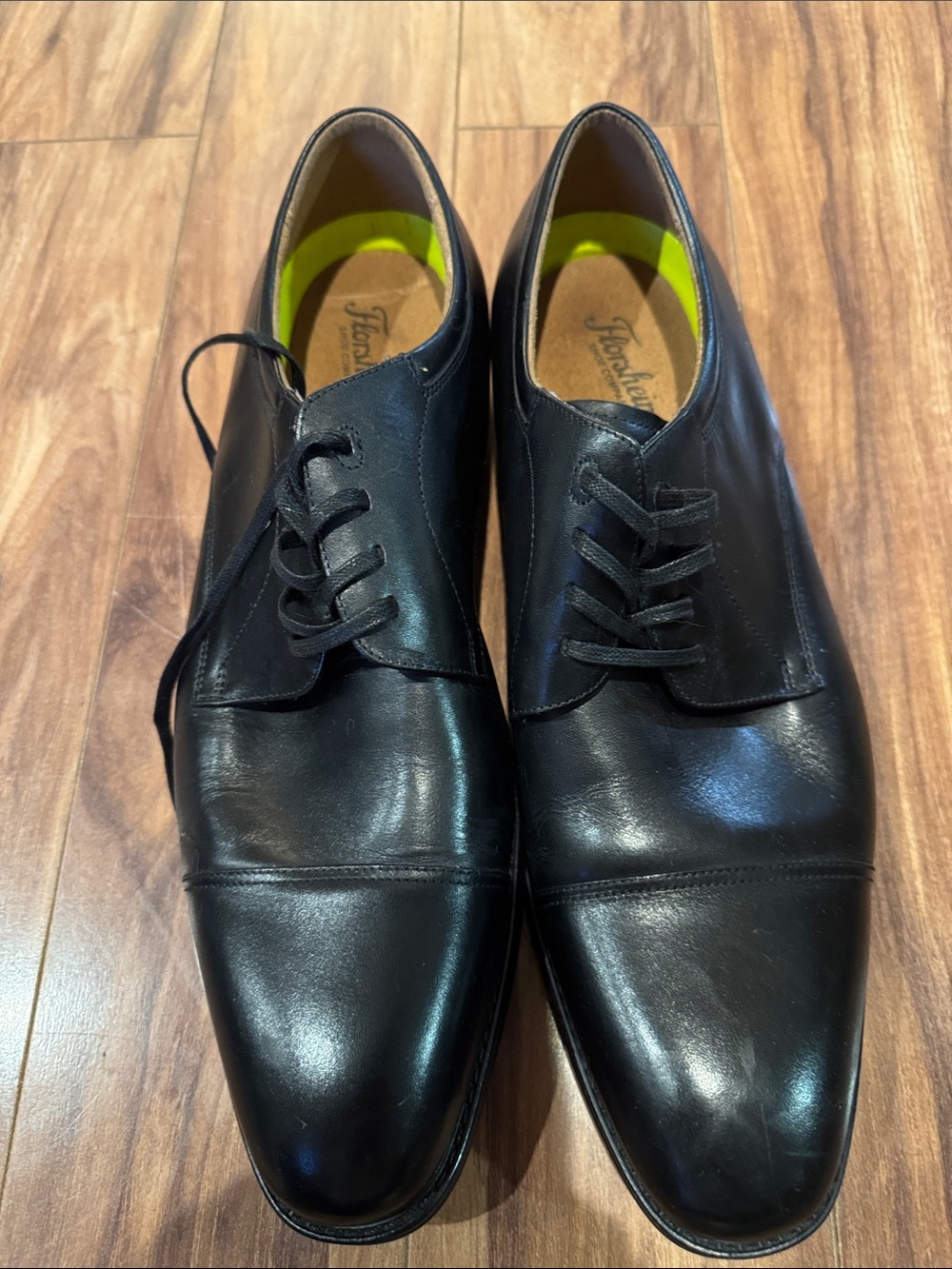 Florsheim Black Leather Cap-Toe Oxfords